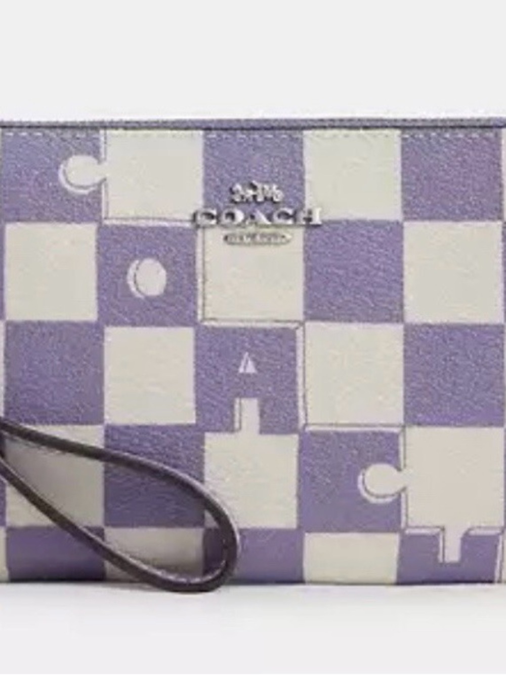 Coach Lavender and Cream Check Puzzle Wristlet